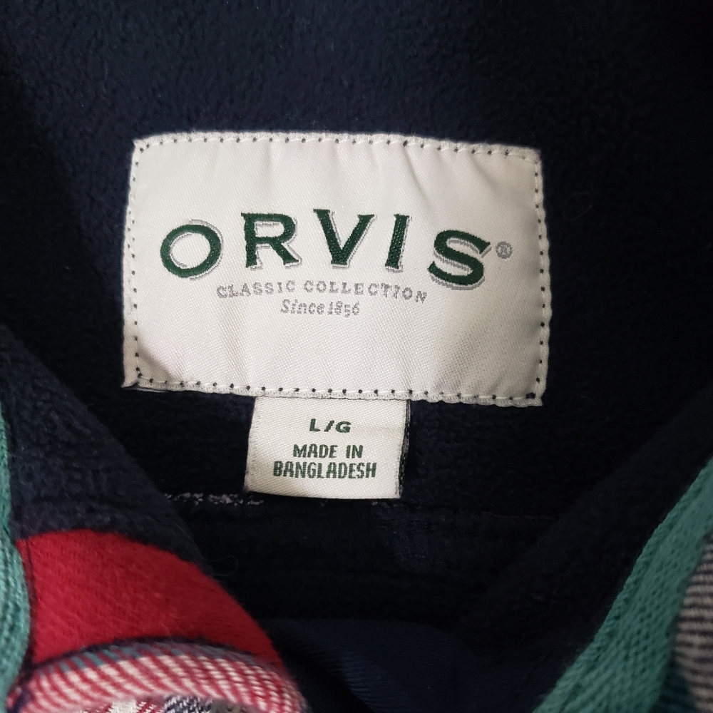 Orvis long-sleeved window checker plaid flannel shirt Women's large red white - Picture 5 of 11